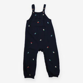 Jersey Dungaree Navy with Embroidered Flowers