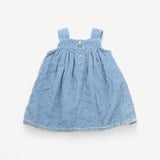 Dress Blue Cord Embroidery Anglaise