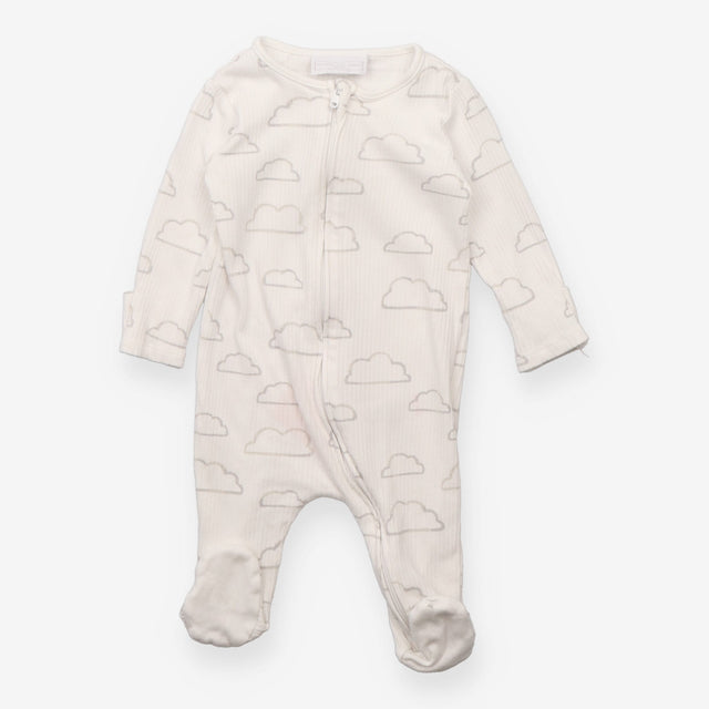 Sleepsuit zip ribbed white cloud