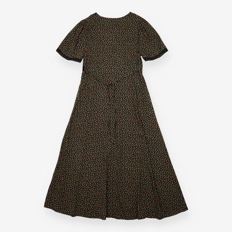 Midi Dress Black Ditsy Floral Lace Detail