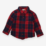 Shirt red navy plaid LS