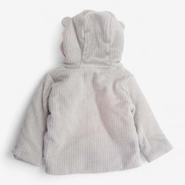 Baby jacket grey ribbed with ears