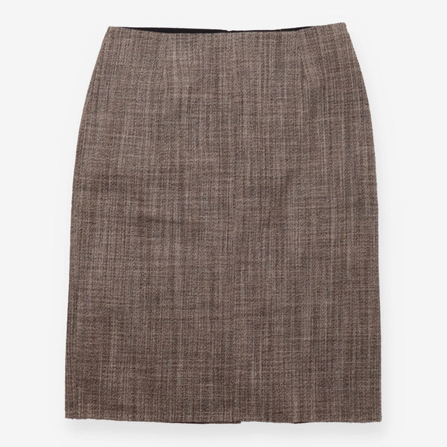 Pencil Skirt Beige Black Textured Tailored Knee Le
