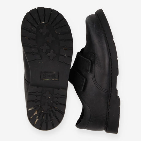 Shoes Black Leather 2 Strap Rip Tape
