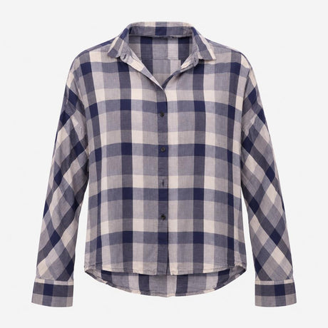 Navy Slate Grey Checked 100% Cotton Button Down Lo
