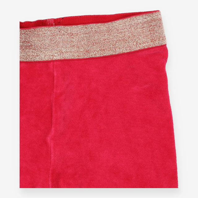 Leggings pink velour gold waistband