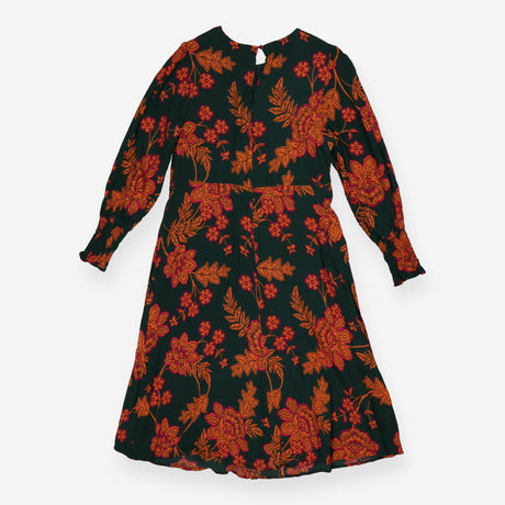 Boden Green & Orange Floral Midi Dress – Long Slee