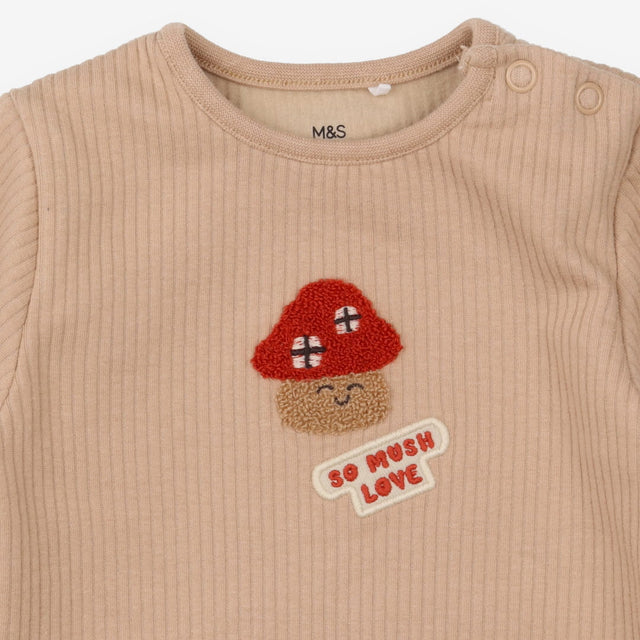 Sleepsuit Brown Toadstool 'So Mush Love'