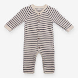 Romper knit navy and white stripe