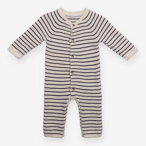 Romper knit navy and white stripe