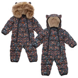 Quilted Fur Snowsuit - Floral night Scape 2.5 tog