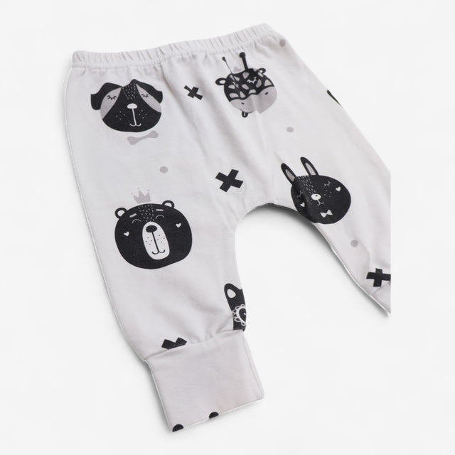 Leggings Mr Wolf Cream with Animal Faces