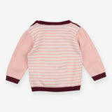 Pink deer jumper with burgundy trim