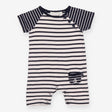 Romper Navy Stripe with Sailing Boat Pocket Appliq