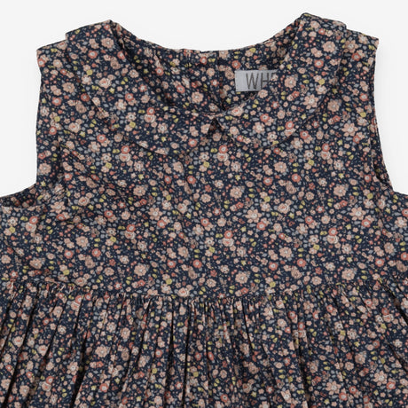 Dress sleeveless navy ditsy collared