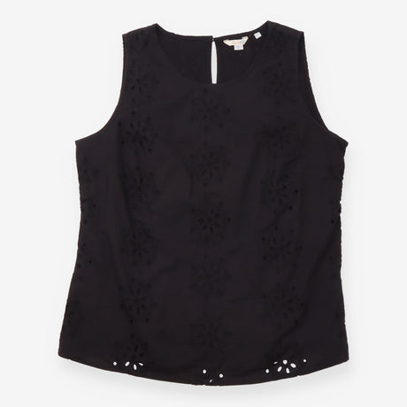 Black 100% Cotton Broderie Anglaise Sleeveless Top