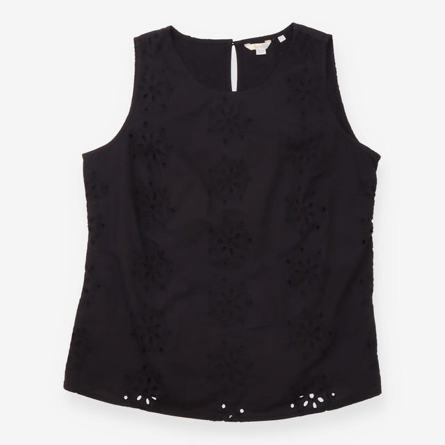 Black 100% Cotton Broderie Anglaise Sleeveless Top