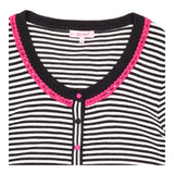 Cardigan Black White Pink Green Striped Embellishe