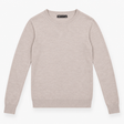 Jumper Beige Taupe Fine Knit Crew Neck Long Sleeve