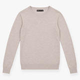 Jumper Beige Taupe Fine Knit Crew Neck Long Sleeve