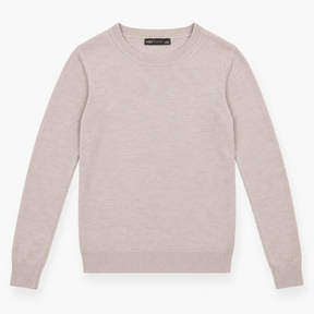 Jumper Beige Taupe Fine Knit Crew Neck Long Sleeve