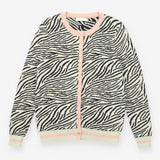 Cardigan Green Zebra Print Seawool Cotton Knit