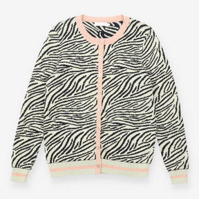 Cardigan Green Zebra Print Seawool Cotton Knit
