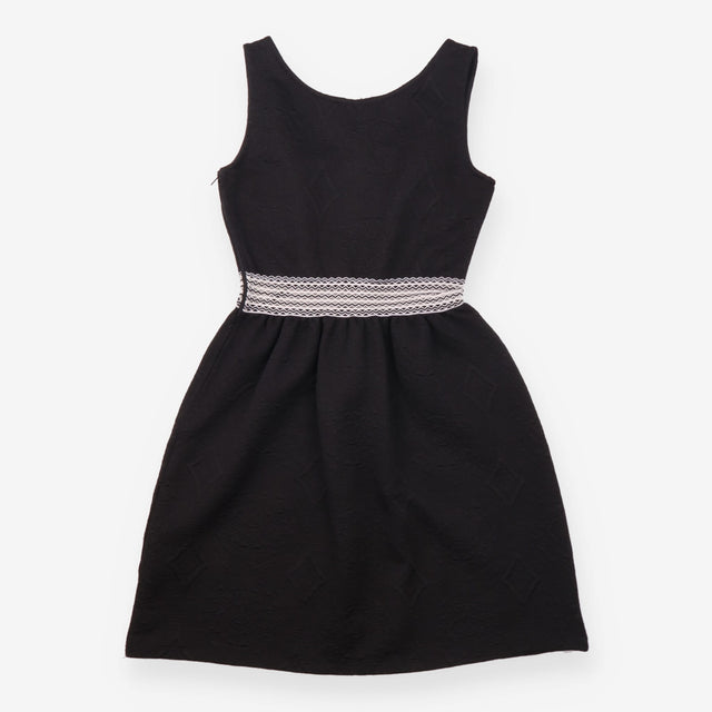 Black Textured Jacquard Sleeveless Mini Dr