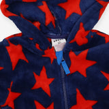 Navy fleece one piece with red stars