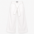 Trousers White Linen Wide Leg Belted