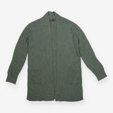 Longline Cardigan Sage Green Open Front Pockets