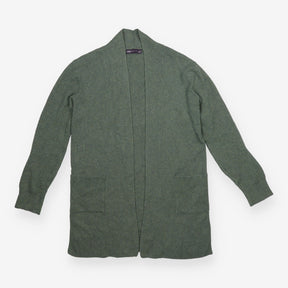 Longline Cardigan Sage Green Open Front Pockets
