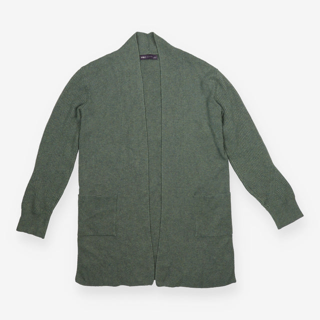 Longline Cardigan Sage Green Open Front Pockets