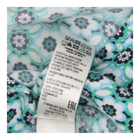 Blue Green Geometric V‑Neck Blouse – 3/4 Sleeve