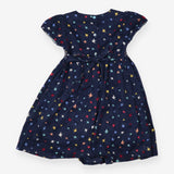 Dress navy smocked coloured birds 