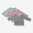 T-shirt Green stripe and pink 3pk LS