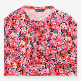 Midi Dress Pink Red Floral Print Button Front Tier