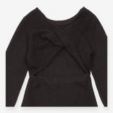 Maxi Dress Black Cosy Knit Twist Back