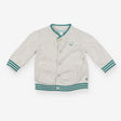 Grey and Teal Knit Bomber Bear Face