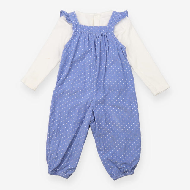 Blue Polka Dot Hedgehog Dungarees + Long Sleeve