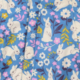 Blue pram suit fleece lined with white bunnies