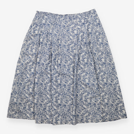 Jamboree Cotton Midi Skirt Blue Leaf Print