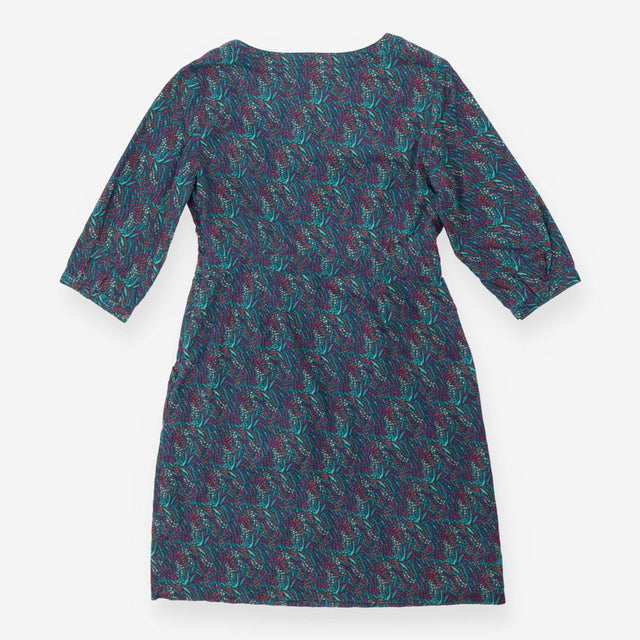 Floral Corduroy Shirt Dress Grandad Collared Butto