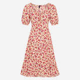 Dress Cream Multi Floral Puff Short Sleeve Sweethe