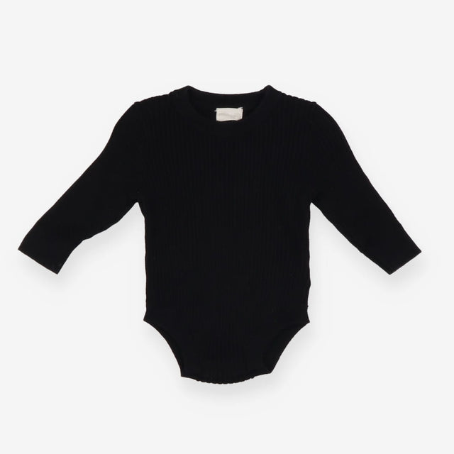Black ribbed knit bodysuit