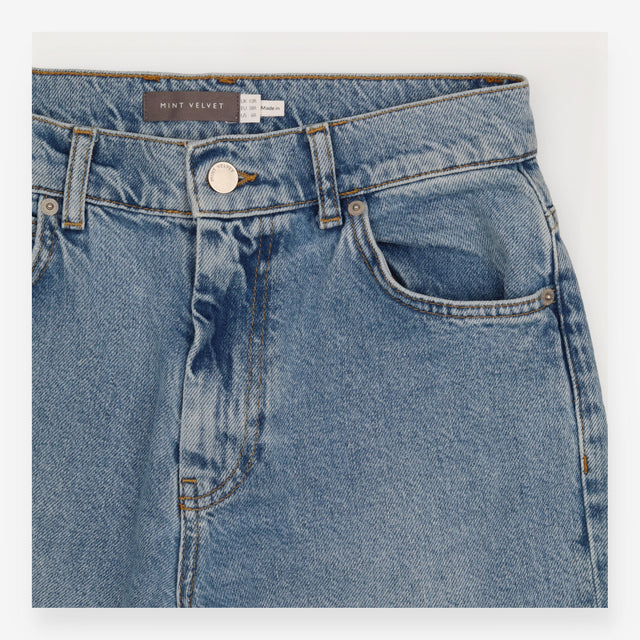 Jeans Light Blue 90s Straight Leg Mid Rise Cotton