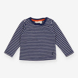 T-shirt Long Sleeve Navy Stripe Orange Trim