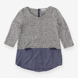 Grey Marl Tunic Jumper with Blue Hem Detail