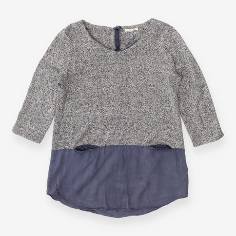 Grey Marl Tunic Jumper with Blue Hem Detail