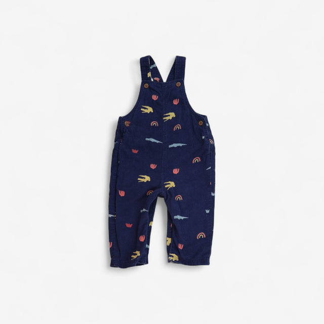 Dungarees Navy Cord with Crocs and Rainbows